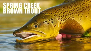 Fly Fishing Spring Creek Epic - HUGE BROWN TROUT in gin-clear water