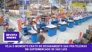 Veja o momento exato do desabamento das prateleiras em supermercado de São Luís