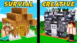 ULTRA BEZPIECZNY DOM NA SURVIVALU vs CREATIVE W MINECRAFT! LUMI & GPLAY