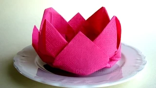 Servietten falten - Rose / Blüte / Blume - Einfache Osterdeko selber machen. Origami.