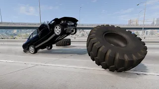 Epic Endurance Crash Test Cars VS Big Tires #001 - BeamNG Drive I Unlimited Car Crash