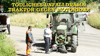 [TÖDLICHES UNFALLDRAMA MIT TRAKTOR] - Biker unter Traktor eingeklemmt - | Rettungskräfte im Einsatz