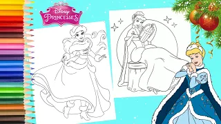 Coloring Disney Princess Cinderella & Ariel Christmas Coloring Pages