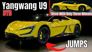 Electric Chinese Supercar BYD Yangwang U9 Jump and Drive With Only Three Wheels