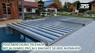 Poolabdeckung Teleskopdeck Fahrbar Begehbar Pooldeck selber bauen