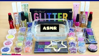 asmr mixing glitter ✨ into slime. mixing makeup into slime.