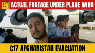 C17 Afghanistan evacuation | Actual footage from people under plane wing before fall from plane