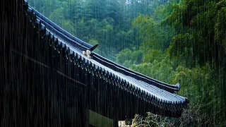 Quiet rain sound ASMR in a hanok in the forest