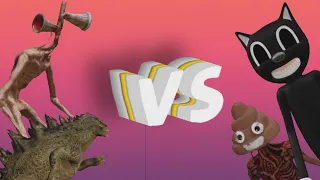 Fight Monsters! Siren Head vs. Cartoon Cat and Poppy Head vs. Godzilla!