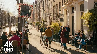 Spring Walk in de Jordaan, Amsterdam 2023 | Binaural City Sounds 4k ASMR