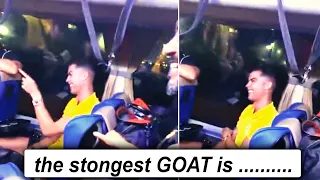 Al Nassr players chanting " the greatest GOAT is Ronaldo " in celebration