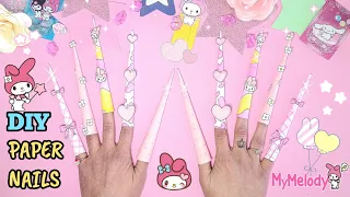 How To Make Paper Nails Tutorial  / My Melody Theme / Easy DIY  / DIY Nails Sanrio