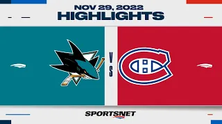 NHL Highlights | Sharks vs. Canadiens - November 29, 2022