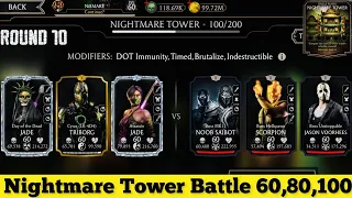 Nightmare Tower Bosses Battle 60 , 80 & 100 Fight + Reward | MK Mobile