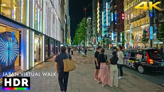 Ginza evening walk in Tokyo, Japan • 4K HDR