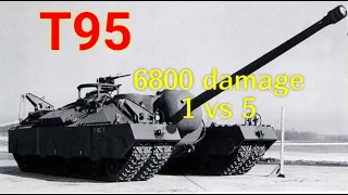 T95 - 6800 DAMAGE - 1 VS 5 - WoT Blitz