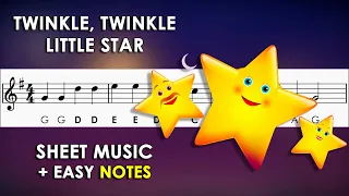 Twinkle, Twinkle Little Star | Sheet Music with Easy Notes for Recorder, Violin + Backing Track