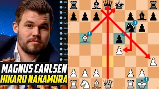 Fantastic game: Magnus Carlsen VS Hikaru Nakamura - 7 Great Moves! Main Event 2023