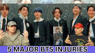 Two Rock Fans REACT to 5 Times BTS had MAJOR injuries but still kept performing like legends!