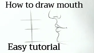 How to draw  lips and nose (Mouth drawing) Easy step by step tutorial with pencil for beginners