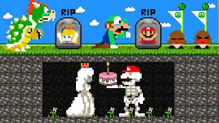 Luigi R.I.P Mario and Peach Skeleton: Happy Birthday Peach After Death | Game Animation