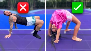 Cali Teaches Her Dad Gymnastics!