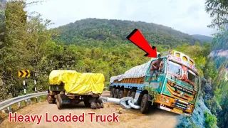 30 Tons Heavy Loaded Truck Failed to DriveUp Hill - Helpers Extreme Efforts To RescueThe Truck