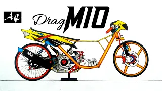 DRAG LIARAN MIO,cara menggambar motor drag mio,cara menggambar motor drag,cara gambar drag mio.