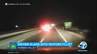 Video: Hit-and-run driver slams into motorcycle on 60 Freeway in SoCal l ABC7