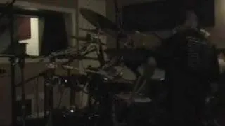 Dave Suzuki recording drums for "Hammer Down The Nails"