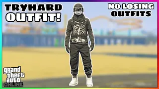 Easy Black Joggers Ripped Shirt Glitch Tryhard Modded Outfit (No Transfer) (GTA Online)