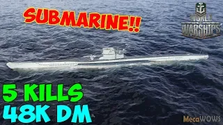 World of WarShips | U-69 | 5 KILLS | 48K Damage - Submarine Replay Gameplay 4K 60 fps