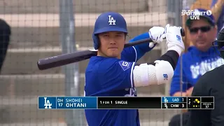 Shohei Ohtani STAYS HOT! Dodgers new star continues hot Spring with 2 hits, stolen base!