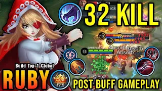 NEW BUFF!! 32 Kills Ruby New Build and Emblem 100% Deadly!! - Build Top 1 Global Ruby ~ MLBB