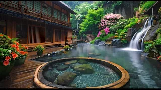 Soothing Rain in a Japanese Garden🌺Calming Rain Sounds and Piano Music for Serenity and Relaxation