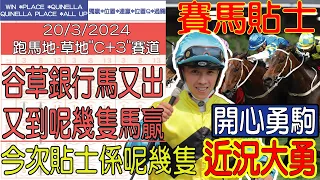 【賽馬貼士提供】2024年3月20日 跑馬地 谷草銀行馬又出 又到呢幾隻馬贏!!! 開心勇駒 近況大勇!!! #賽馬貼士 #賽馬 #賽馬投注 #賽馬分析