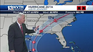 Hurricane Zeta forecast to bring heavy rain to central Alabama later this week