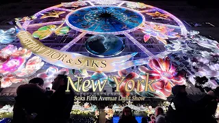 [4K] "NYC Christmas Walk Saks Fifth Avenue Christmas Light Show Windows 2023 Unveil" #nyc #christmas