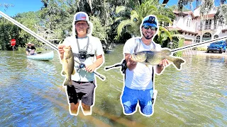 Hurricane Fishing in a FLOODED Road