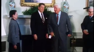 President Reagan's Photo Opportunity with Tip O'Neill in the Oval Office.on December 9, 1981