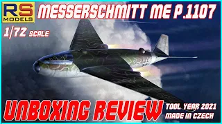 RS MODELS 1/72 MESSERSCHMITT ME P.1107 UNBOXING REVIEW