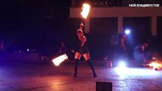 Владивосток огненное шоу Jarbis Show,Алина.Vladivostok fire show.