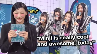 NEW JEANS members supporting MINJI on Music Bank