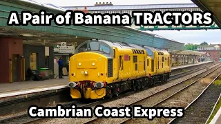 TnT BANANA TRACTORS..! Class 97's on The Cambrian Coast Express at Shrewsbury 09/09/22 Inc 67005