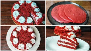 Red Velvet Cake For Fry Pan || 3 layer Cake || My Birthday Cake Preparation ||English Subtitle||