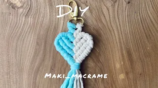 Macrame bicolour Heart keychain 💙DIY