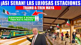Modernas y lujosas estaciones del Tren Maya avanzan en su tramo 4, y los trenes preparan para llegar