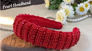 Pearl Headband , Diy , How to make headband with pearl and crystal beads