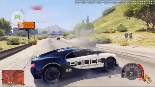 GTA V и 75 звёзд розыска Gangstar угнал полицейскую Bugatti Veyron в GTA 5 моды