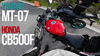 Yamaha MT-07 RIDE with Honda CB500F | Chill cruise | 2k Croatia